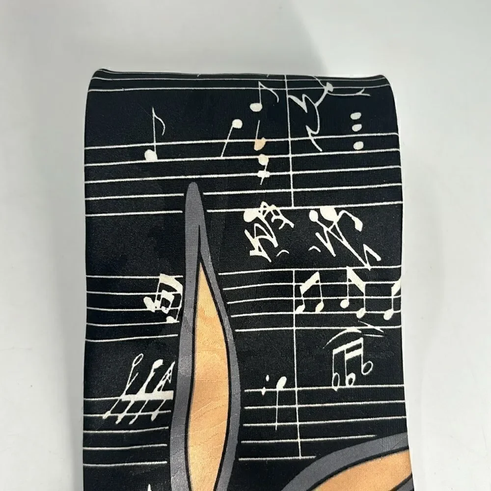 Vintage Looney Tunes Tie Bugs Bunny with Music Notes and Keyboard